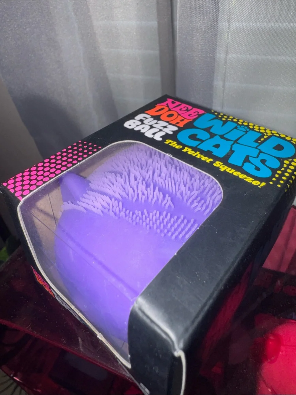 Nee Doh Fuzz Ball Wild Cats Purple Squishy Velvet Squeeze